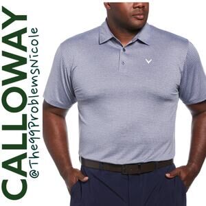 Calloway Men's Heather Micro Stripe Collared Golf Polo